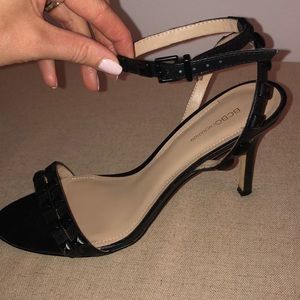 BCBG Black strapy heels with studs